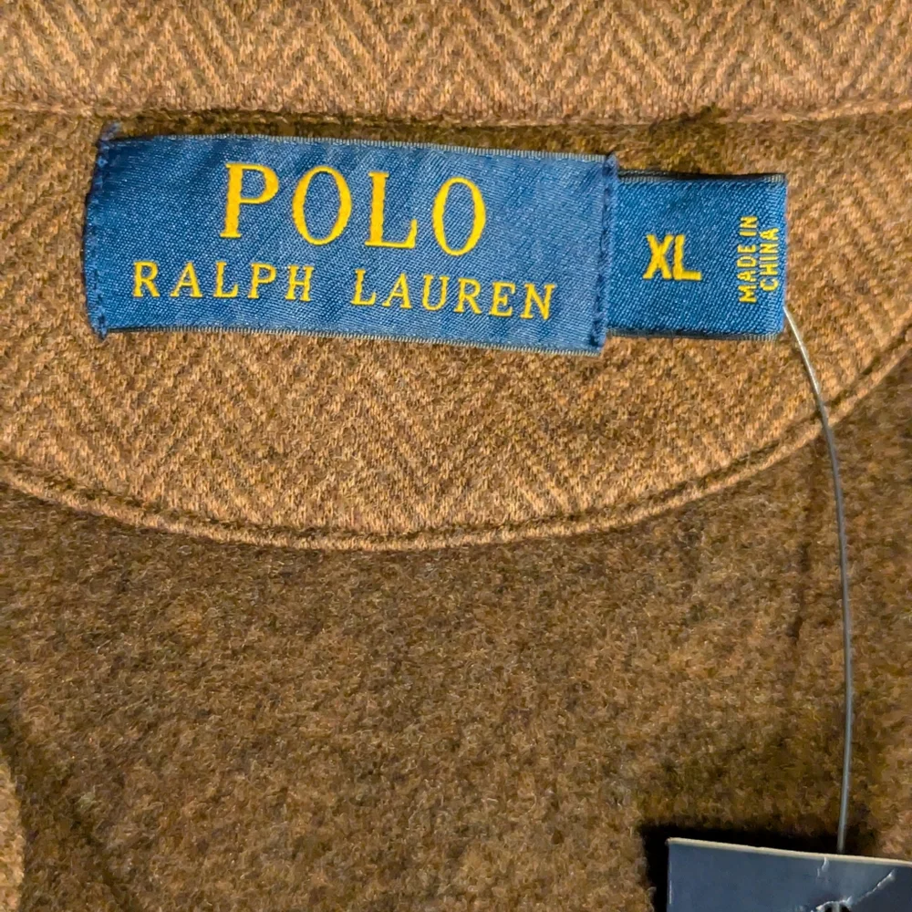 NWT Men's Polo Ralph Lauren Brown Herringbone 1/4 Zip Pullover, Cotton, CasualXL